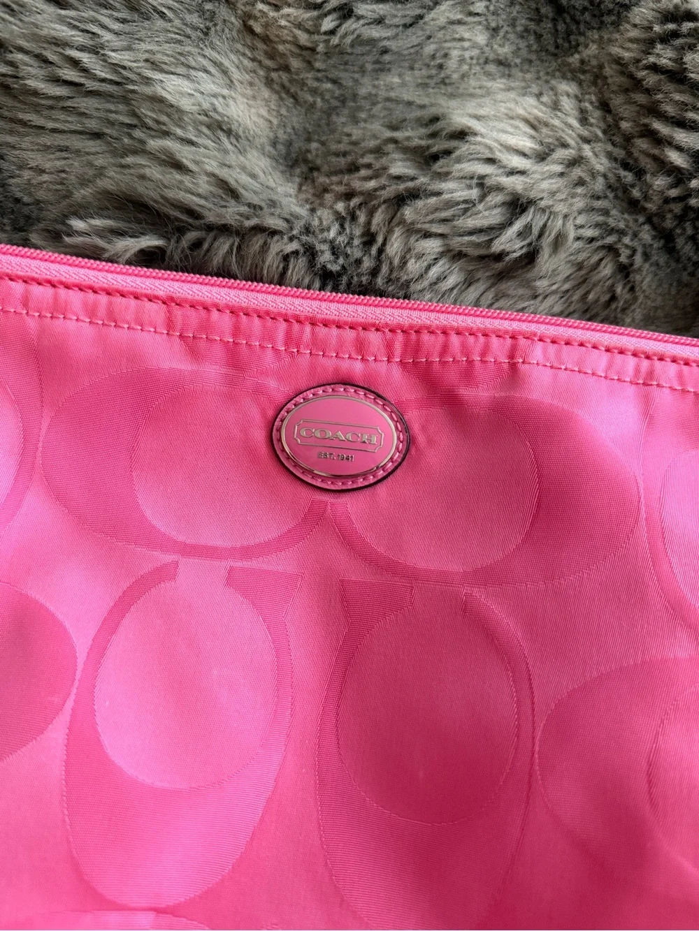 Coach Y2K Vintage Hot Pink Nylon Cosmetic Pouch Bag